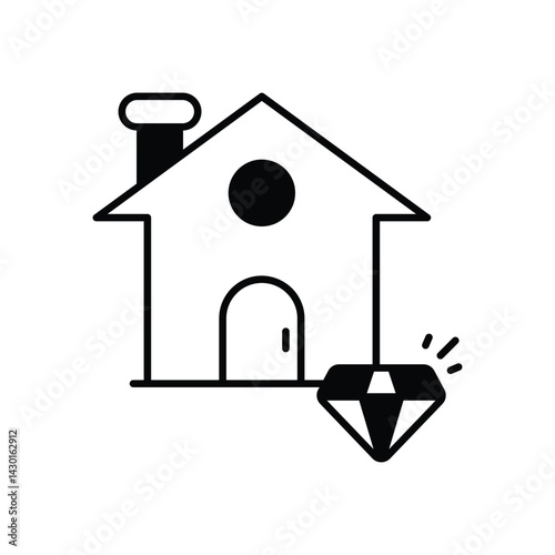 Precious House icon vector stock illustration