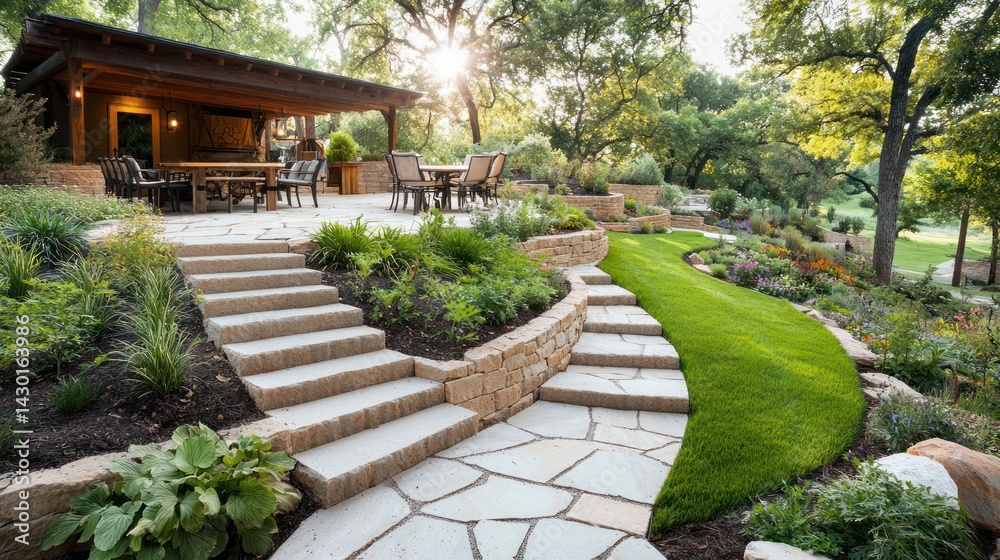 Fototapeta premium Stunning backyard landscaping design