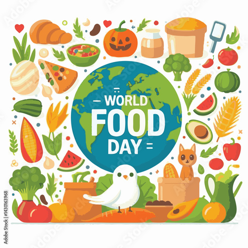 world, fresh, nutrition, healthy, health, diet, background, day, organic, vegetable, food, poster, vegetarian, illustration, earth, concept, meal, world food day, symbol, green, nature, event, banner,