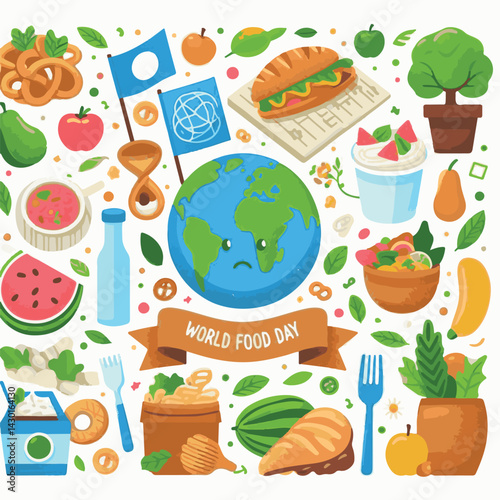 world, fresh, nutrition, healthy, health, diet, background, day, organic, vegetable, food, poster, vegetarian, illustration, earth, concept, meal, world food day, symbol, green, nature, event, banner,