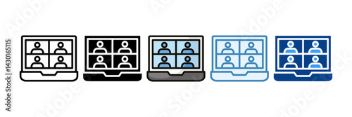 Video Conference  Icon Set Multiple Style Collection