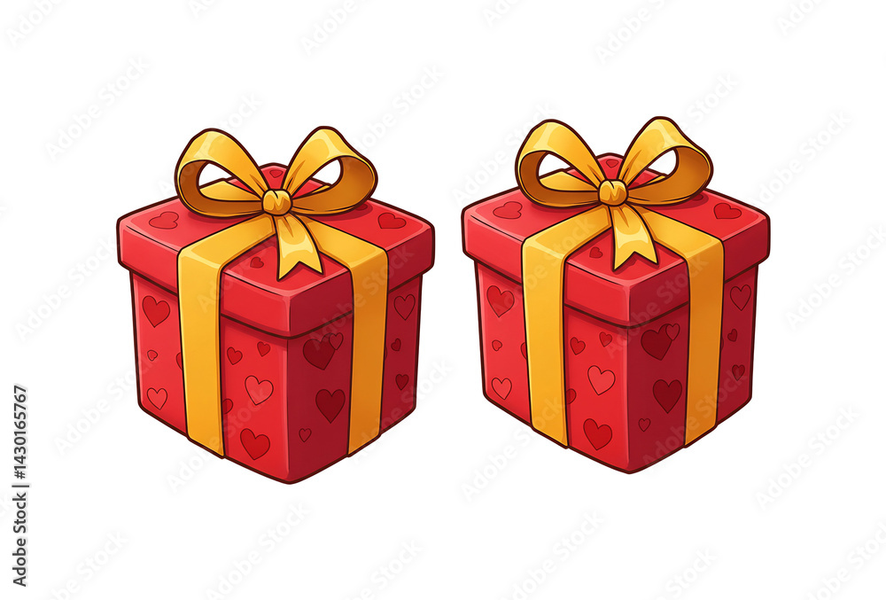 Obraz premium 赤い箱 黄色のリボン 愛らしいギフトセット