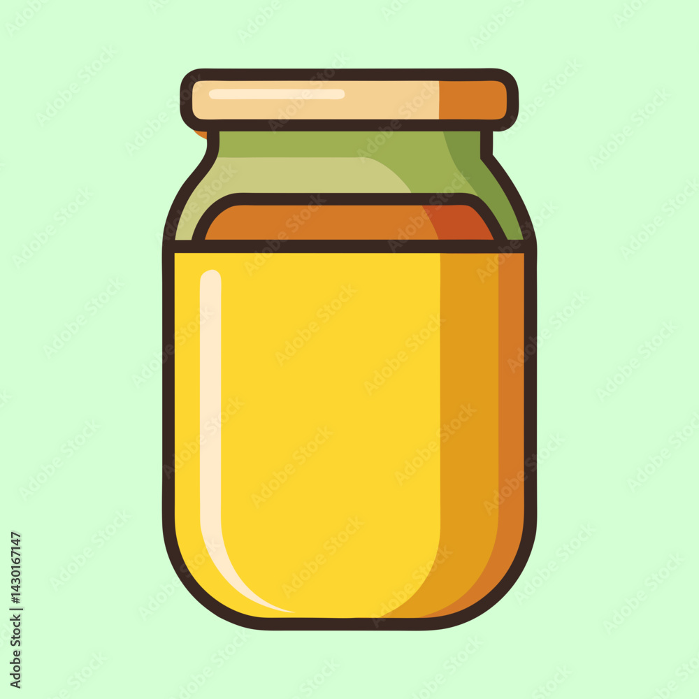 Stylized jar of golden honey, a sweet treat illustration in vector Stylized jar of golden honey, a sweet treat illustration in vector