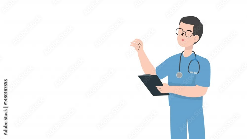 Doctor is standing and giving a lecture cartoon animation
Doctor is standing and giving a lecture cartoon animation