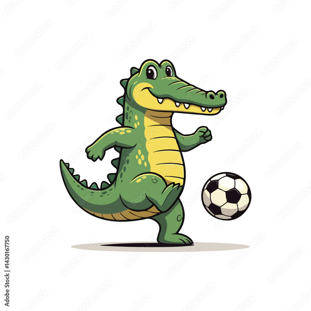 Fototapeta premium Cute Crocodile Waving Hand Cartoon Vector Icon Illustration. Animal Nature Icon Concept Isolated