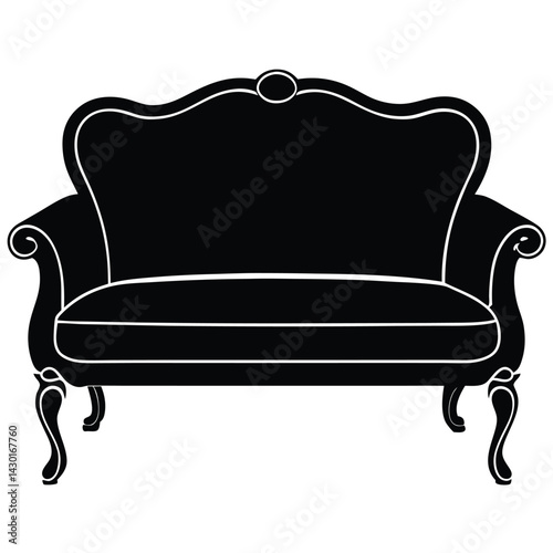 Vintage Sofa Vector – Modern Furniture Illustration for Interior, Decor & Graphic Design Projects