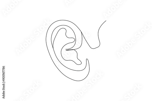 
Human ear continuous one line art outline vector minimalist design
