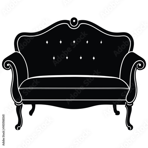 Vintage Sofa Vector – Modern Furniture Illustration for Interior, Decor & Graphic Design Projects