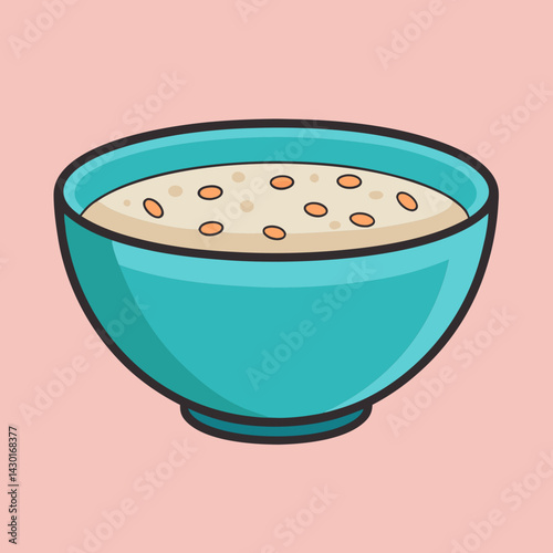 Bowl of oatmeal with delicious toppings illustrated with vector style design