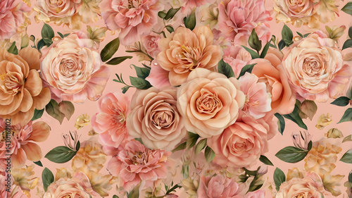 beautiful peach and pink flowers on delicate background perfect for invitations cards and design use