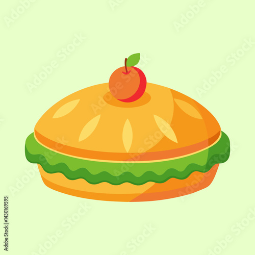 Delicious homemade apple pie with lattice crust and charming apple garnish