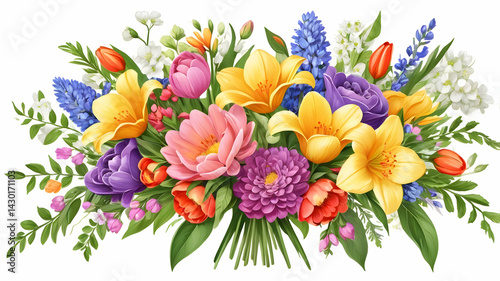 beautiful spring flower bouquets with vibrant blooms on a fresh background