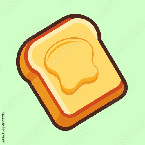 Stylized buttered toast illustration on light green background perfect for breakfast menu