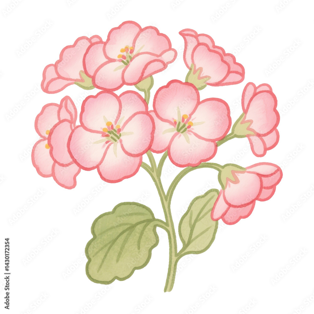 Fototapeta premium Begonia flower water color line art vector PNG file download