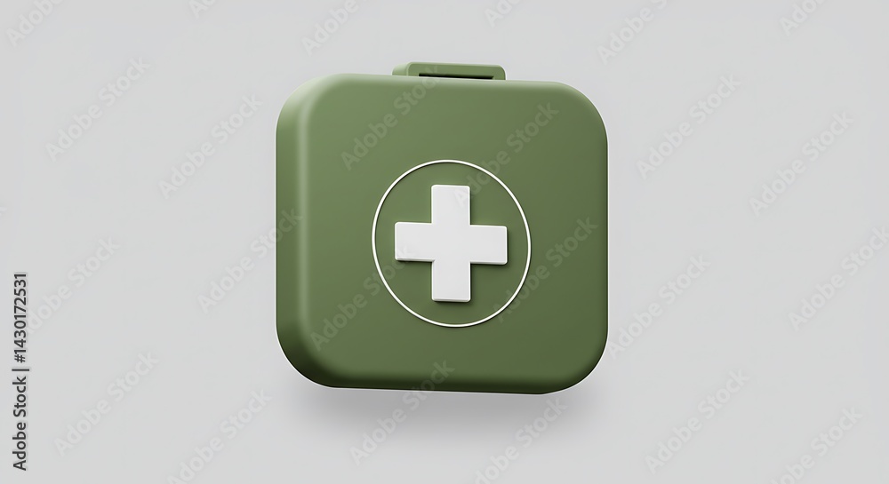Fototapeta premium First Aid Kit with White Cross Symbol
