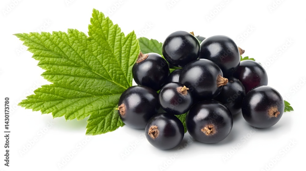 Fresh Black Currants Pile With Green Leaf Isolated On White Background Studio Shot Fresh Black Currants Pile With Green Leaf Isolated On White Background Studio Shot