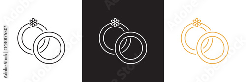 Engagement rings, wedding ring icon. Vector for websites, mobile interfaces, presentations, banner, visual branding etc. Vector illustration. isolated on white and black background. EPS 10
