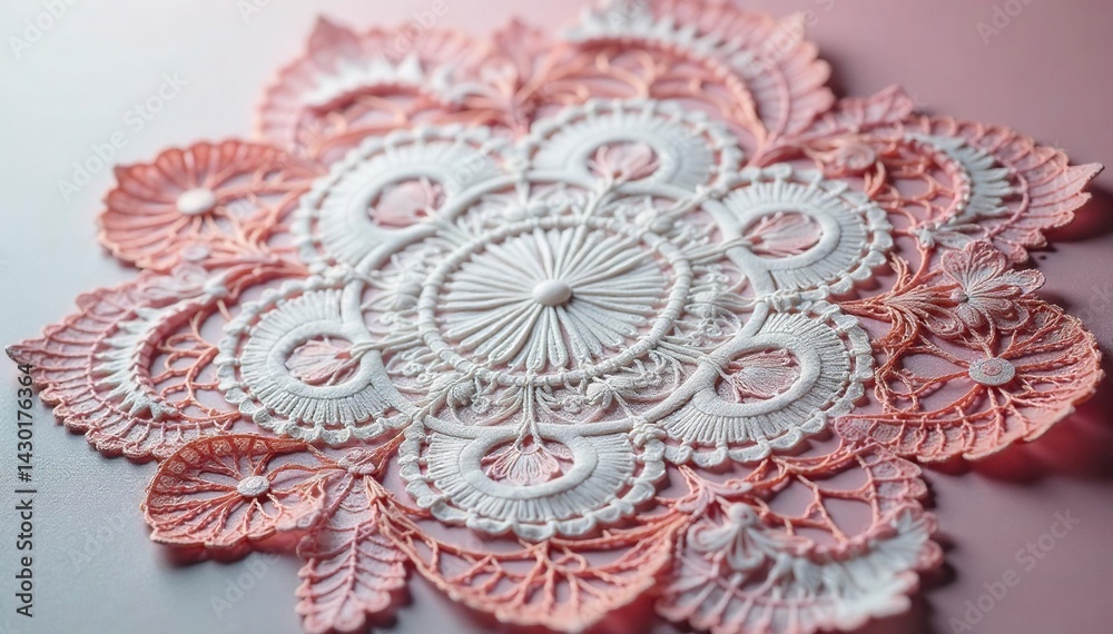 Obraz premium Delicate floral pattern lace doily, intricate detail , craft, pattern, needlework