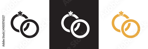 Engagement rings, wedding ring icon. Vector for websites, mobile interfaces, presentations, banner, visual branding etc. Vector illustration. isolated on white and black background. EPS 10