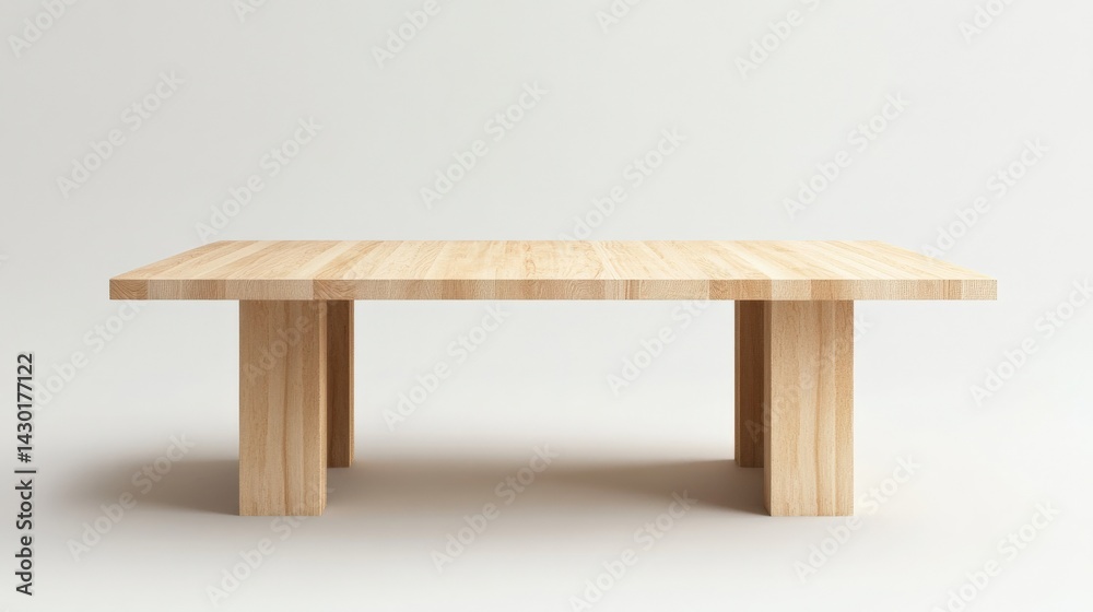 Fototapeta premium Sleek Scandinavian wooden dining table with light wood tones and a minimalist design