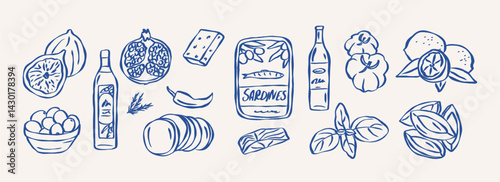 Hand drawn italian food illustration