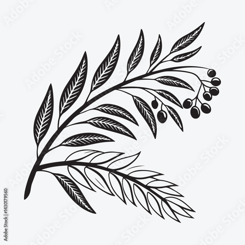 Seamles pattern with hand drawn coffee plant and beans.