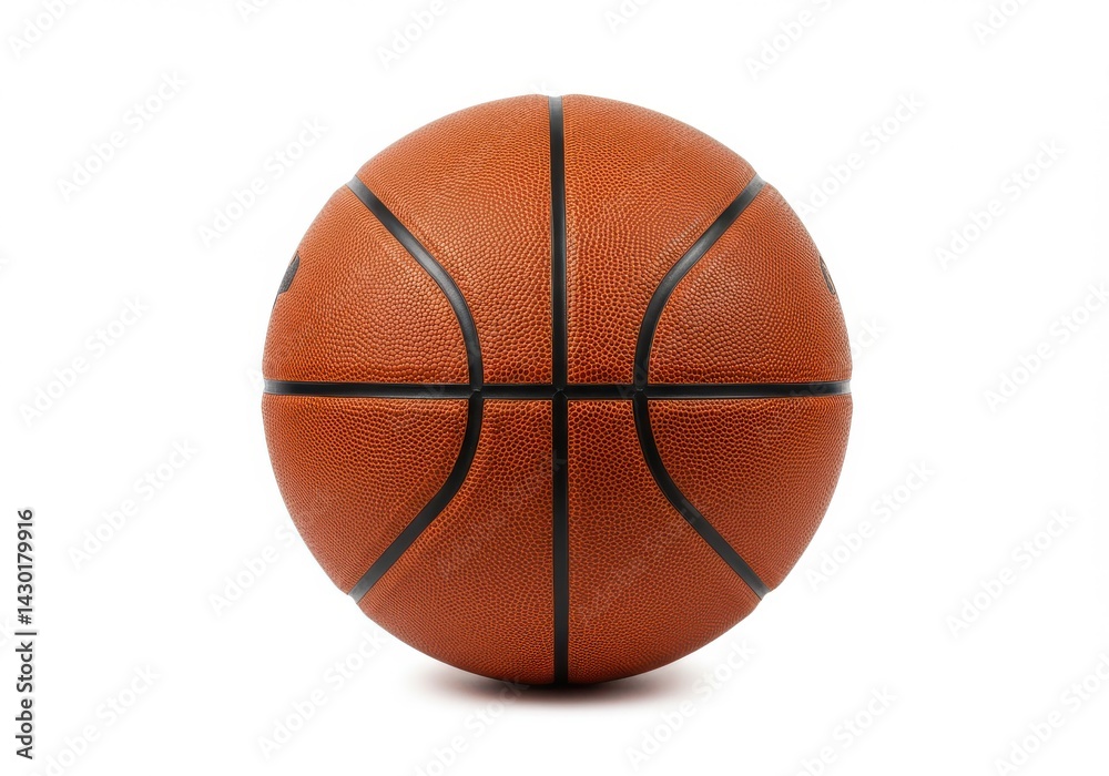 Close up shot of a basketball with black lines on a white background in a studio environment view Close up shot of a basketball with black lines on a white background in a studio environment view