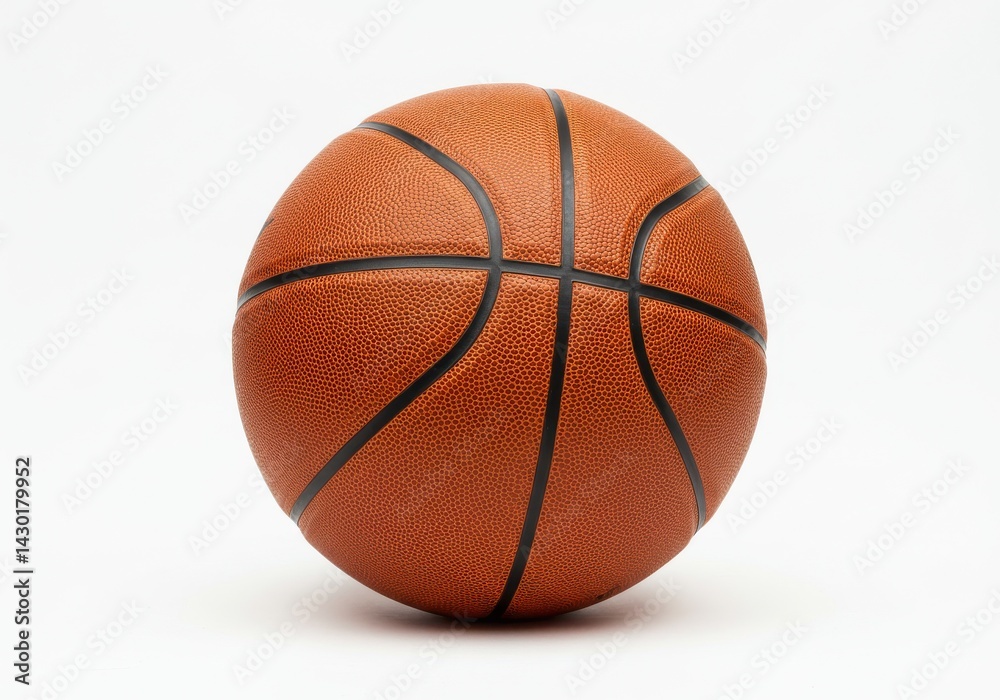 A basketball with black lines on a white background is centered in the frame and well lit and clean A basketball with black lines on a white background is centered in the frame and well lit and clean