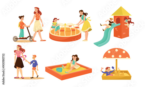 Playful Moments and Joyful Activities Kids Happily Enjoying Fun Activities with Caregivers