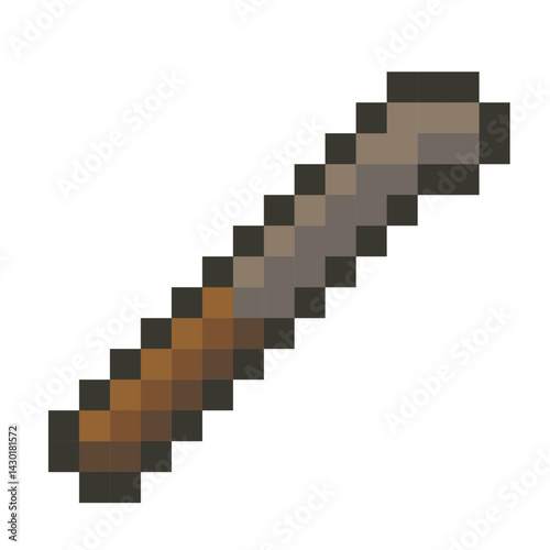 An illustration of a crowbar in pixel art cartoon style