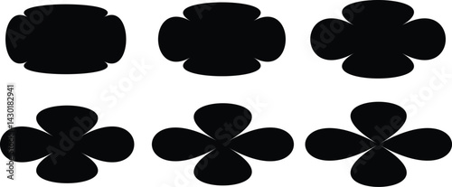 Black Set of frames with zigzag edge, scallop edge shape. Set Black of jagged ellipses elements. Rectangle shape frame with zigzag edge. Black silhouette scalloped frames. Geometric shapes
