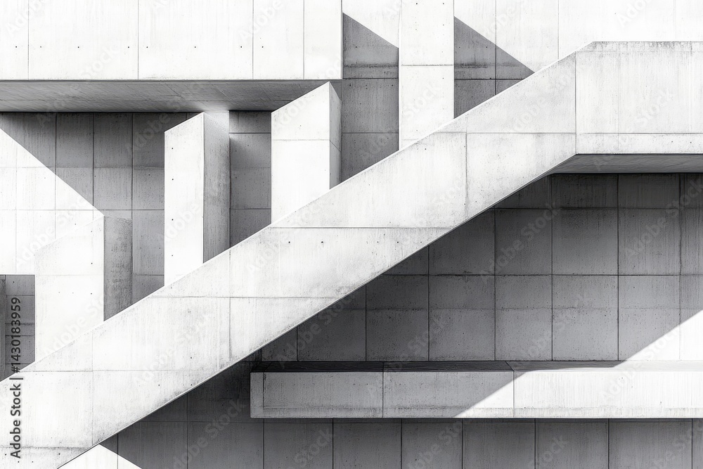 Obraz premium Abstract concrete architecture. Interconnected steps and blocks. Modern design