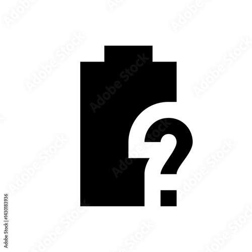Black battery icon with a white question mark indicating uncertainty about the battery status shown in svg