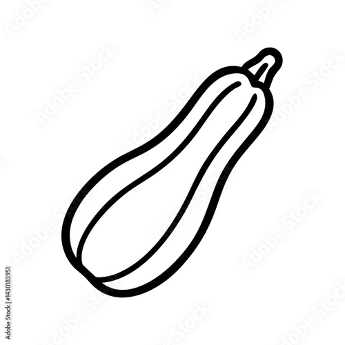 *Zucchini Linear Icon in Green and White – Minimalist Summer Vegetable Symbol on White Background with Copy Space* 