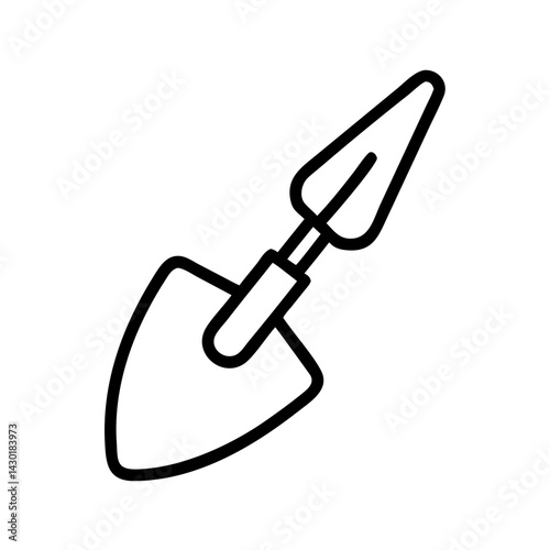 *Trowel Linear Icon in Green and White, Minimalist Digging Tool on White Background with Copy Space*  
