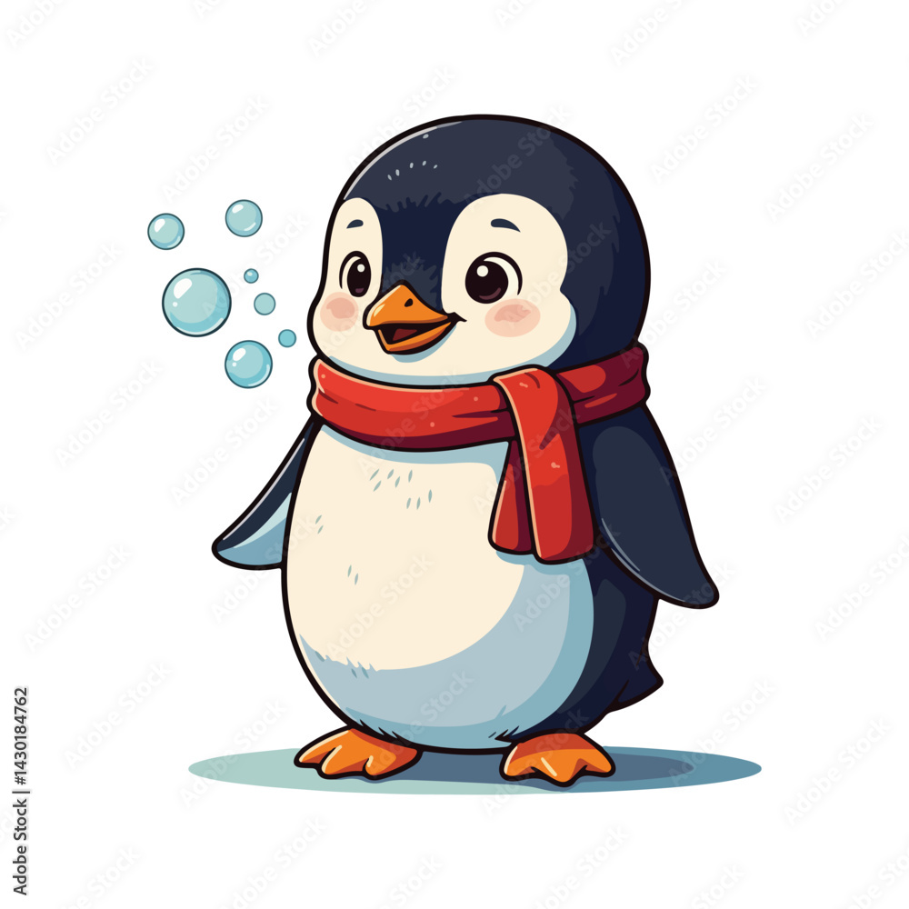 Fototapeta premium Cute Penguin Standing Cartoon Vector Icon Illustration Animal Nature Icon Isolated Flat Vector