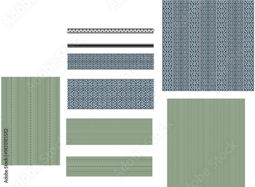 Vintage Indian Saree Set with Detailed Zari Border and Handwoven Body Patterns – Textile Background