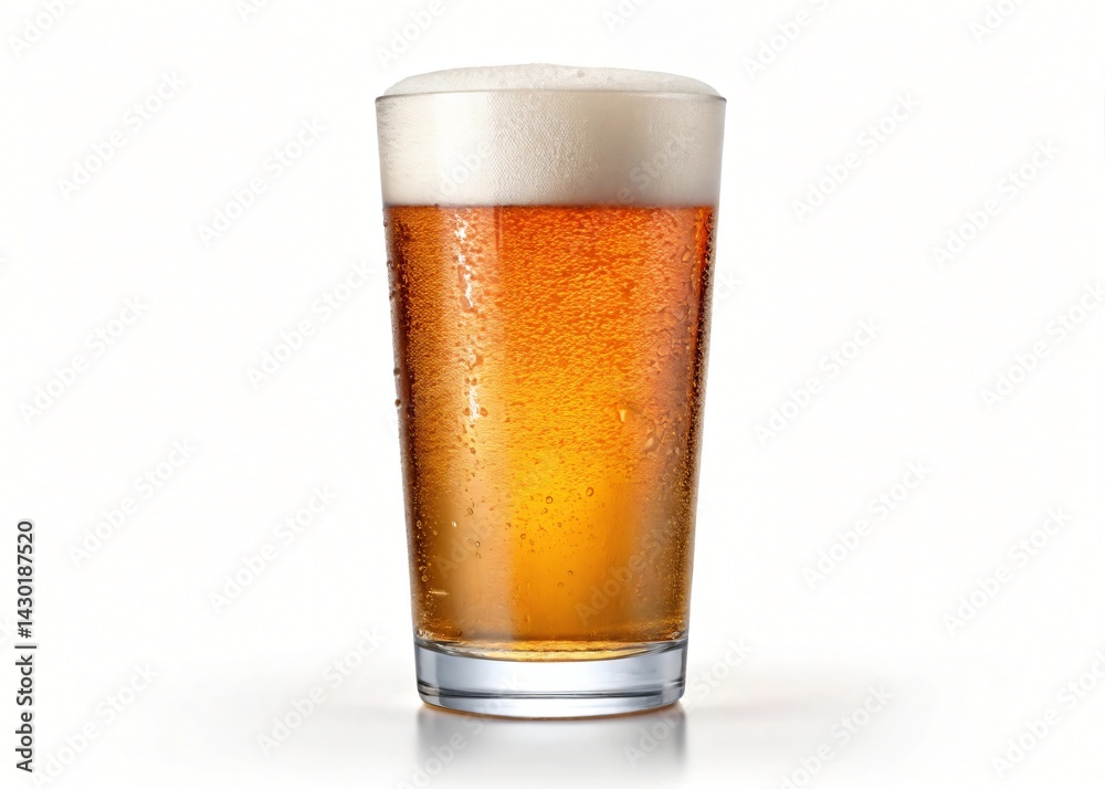 Refreshing Pint of Cold Beer with Condensation Isolated on White Background Refreshing Pint of Cold Beer with Condensation Isolated on White Background