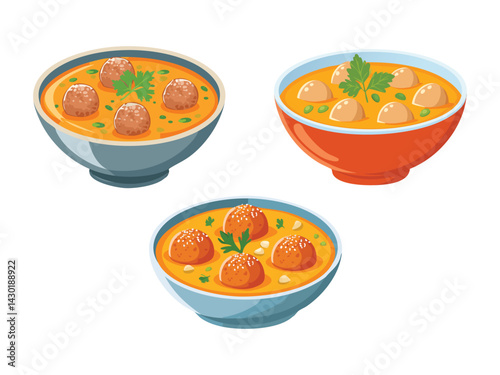 vector illustration of a mexican food Albóndigas (Mexican Meatball Soup)