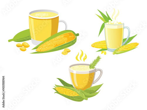 vector illustration of a mexican drink Atole (Hot Corn-Based Drink)