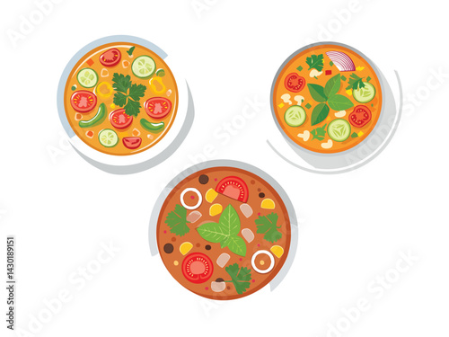 vector illustration of a mexican food Caldo de Res (Beef and Vegetable Soup)