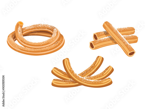 vector illustration of a mexican food Churros (Fried Dough with Sugar and Cinnamon)