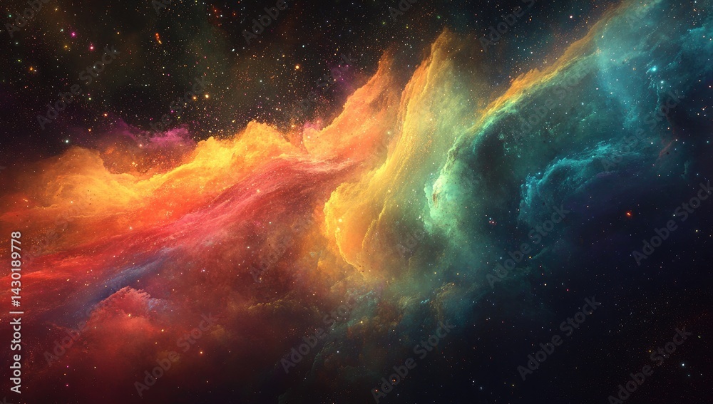 Fototapeta premium Cosmic nebula swirling with vibrant colors