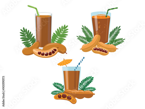 vector illustration of a mexican drink Tamarindo (Tamarind-Flavored Drink)