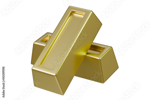 3d gold, ingot, bar, bullion, business, golden, metal. Global economy gold exchange and the current rising gold price concept. Minimal Cartoon Gold bar ingot isolated on gold background. 3d render.