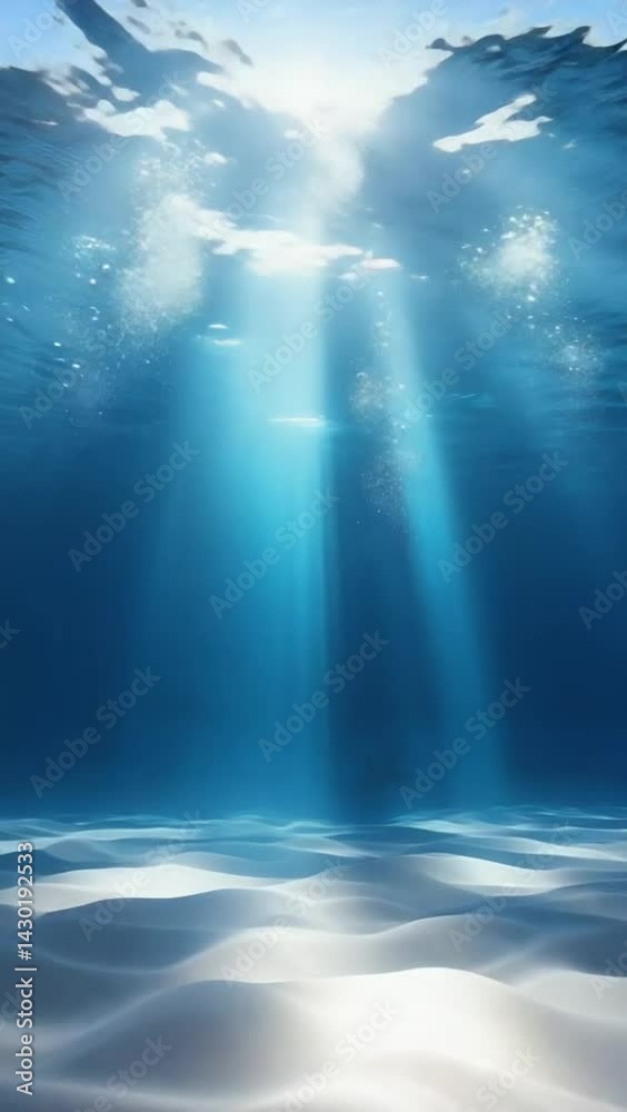 underwater deep sea abyss with sunlight video move in