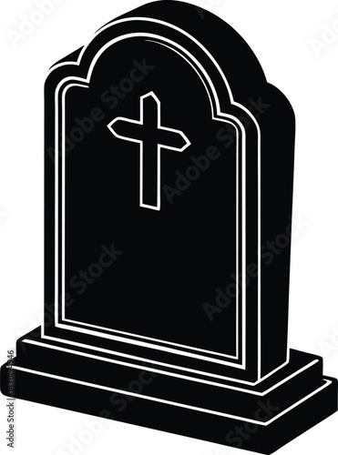 Headstone Silhouette Vector – Simple Black Memorial Illustration