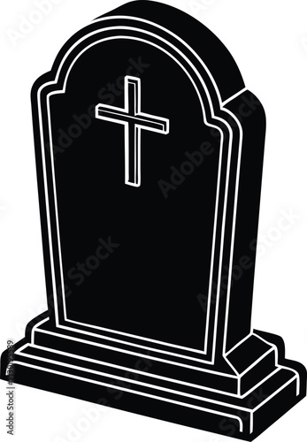Headstone Silhouette Vector – Simple Black Memorial Illustration