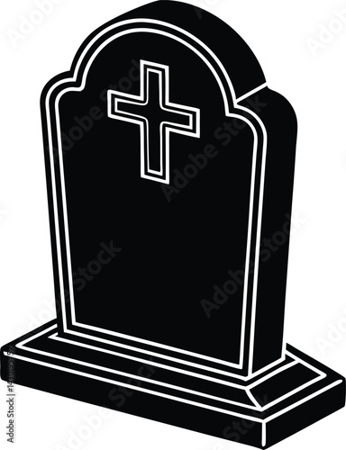 Headstone Silhouette Vector – Simple Black Memorial Illustration