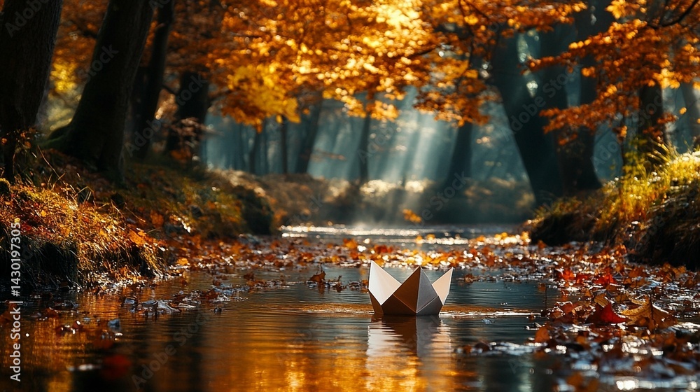 Autumn Stream, Paper Boat